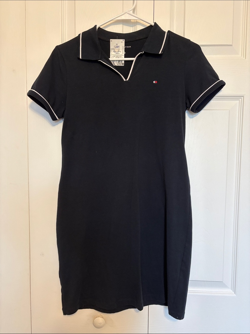 NWT Tommy Hilfiger Navy Blue Polo Mini Dress with White Trim. Size Small Petite.
